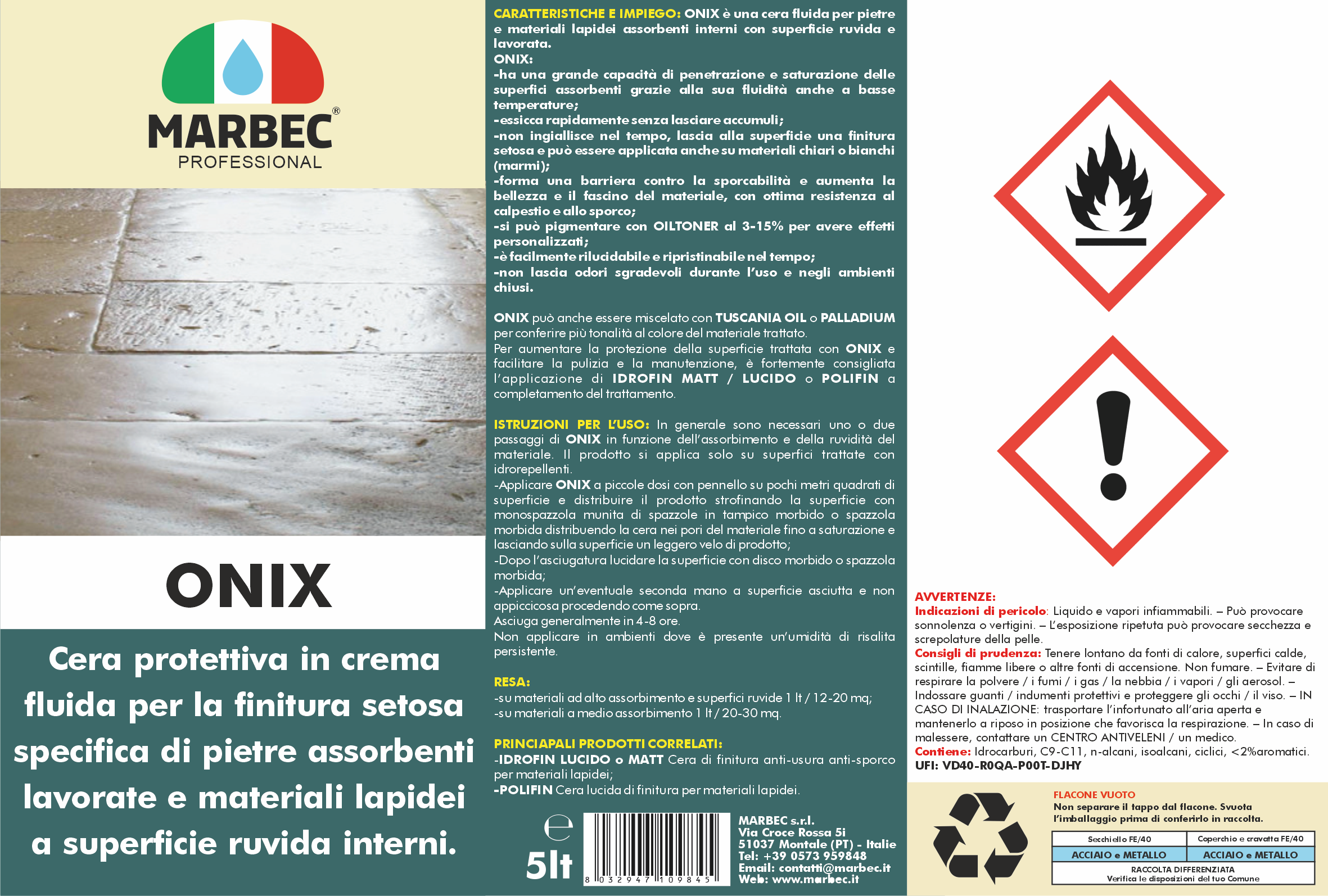 Cera per pietre ruvide e lavorate ONIX   5LTx4Pz