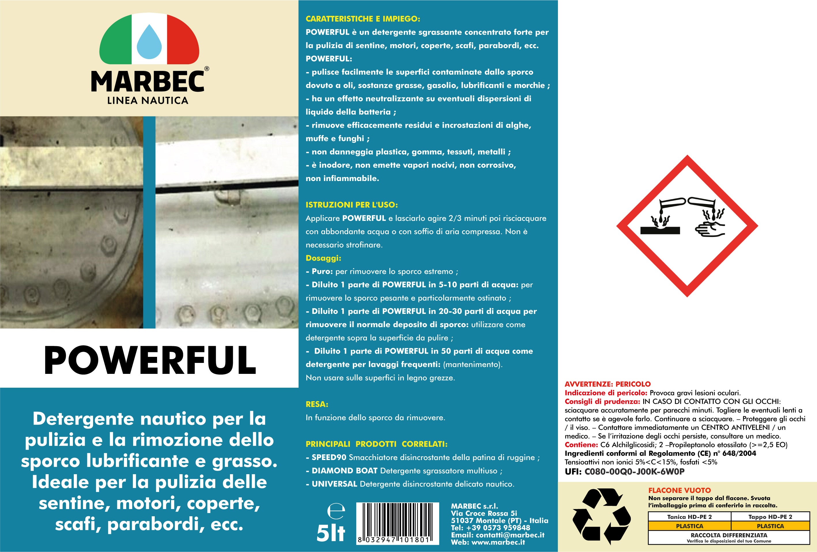 Detergente nautico sgrassante forte POWERFUL   5LT