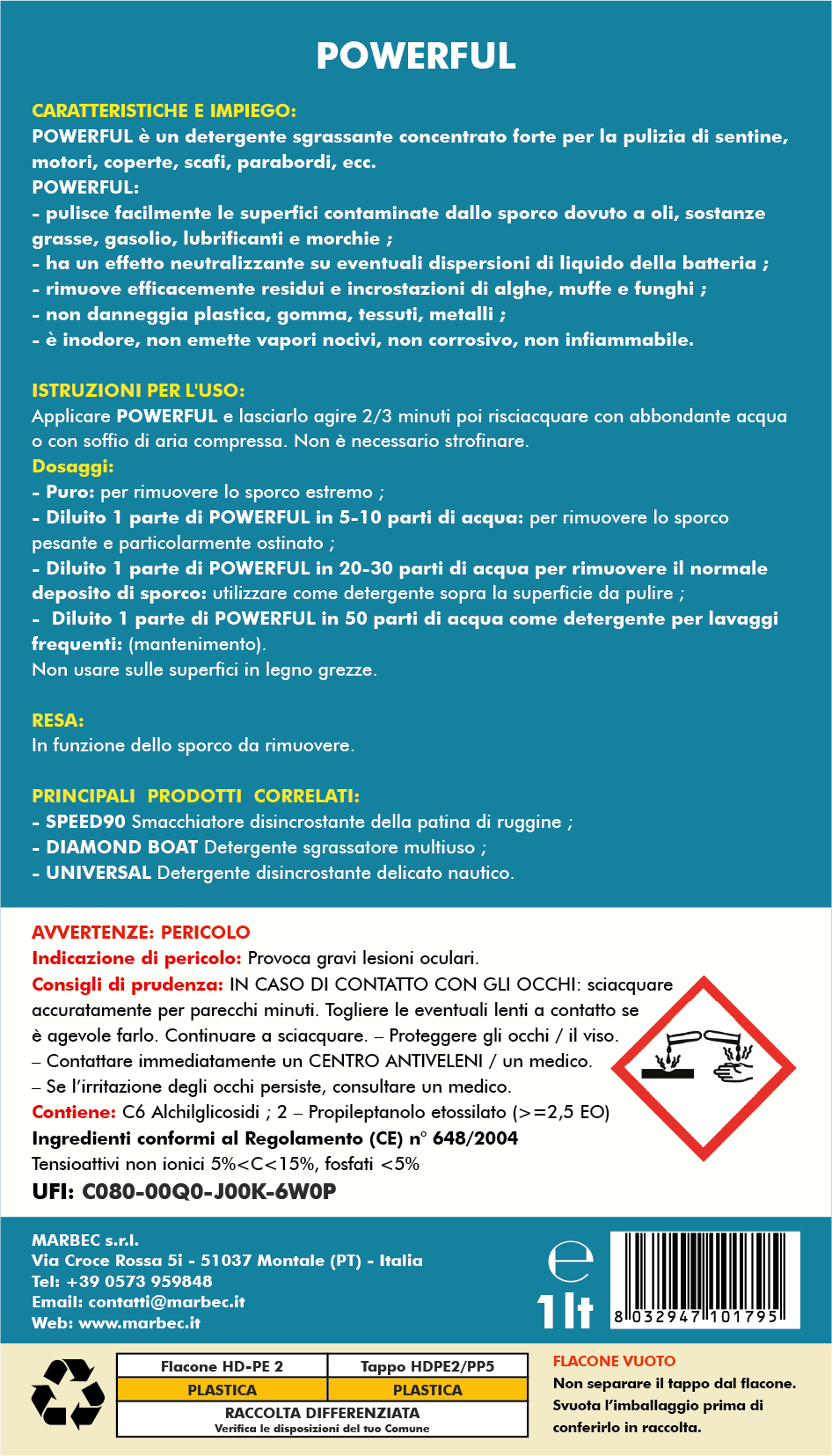 Detergente nautico sgrassante forte POWERFUL   1LT