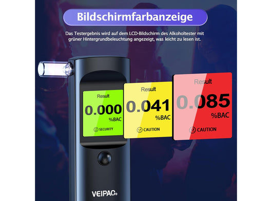 Etilometro Portatile Certificato Alcol Test Alcoltest Professionale con 11 Boccagli con Schermo LCD Digitale Alta Precisione per Uso Personale Casa Test