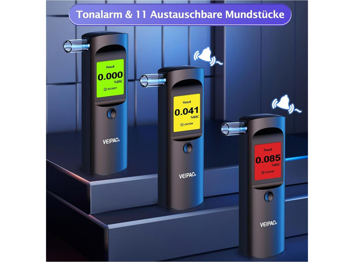 Etilometro Portatile Certificato Alcol Test Alcoltest Professionale con 11 Boccagli con Schermo LCD Digitale Alta Precisione per Uso Personale Casa Test