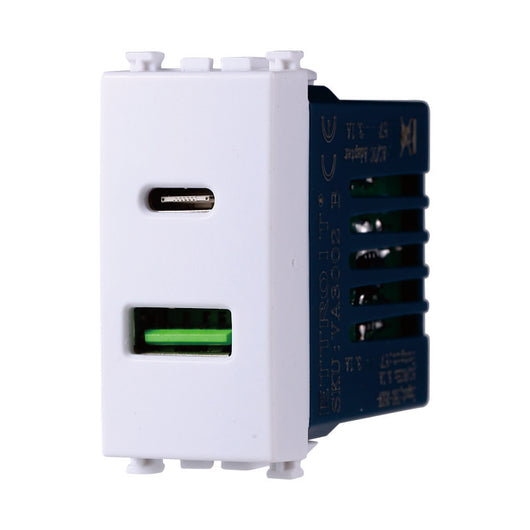 Ettroit Serie Venus Presa Usb 2 in 1 USB + Type C 3.1Amh  Compatibile con Vimar Arke' VA3002B