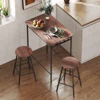 Tavolo Alto da Cucina con 2 Sgabelli Industrial Scaffale Aperto Poggiapiedi Risparmio di Spazio per Spazi Ridotti