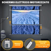 Telo Proiettore Motorizzato da 85" con Telecomando, in Plastica e Metallo, 176.5x8x176.5 cm, Bianco