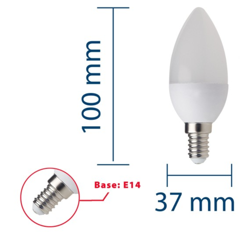 Optonica lampadina candela led 5,5w attacco e14 c37 non dimmerabile 450 lumen *** temperatura colore lampada 2700k bi...