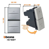 Bticino axolute pulsante doppio 1p no interbloccato varie finiture *** colore grigio, confezione 1