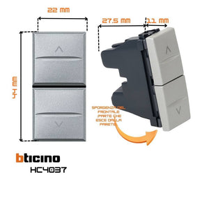 Bticino axolute pulsante doppio 1p no interbloccato varie finiture *** colore grigio, confezione 1