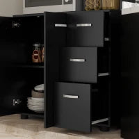 Credenza da Cucina con 4 Ante, 3 Cassetti, Ripiano e Ampio Piano, 89L x 39,5l x 168H cm, Nero