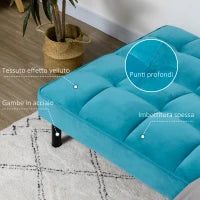 Divano Letto Reclinabile, Divano 3 Posti per Soggiorno e Camera da Letto in Velluto Verde, Legno e Acciaio