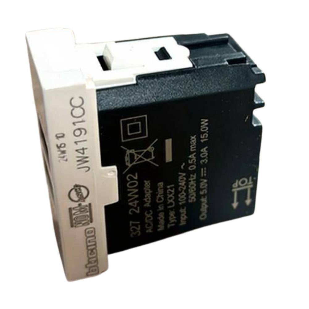 Caricatore usb bticino jw4191cc da incasso doppia porta c 15w bianco