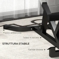 Sedia Romana ad Altezza Regolabile con Imbottitura Spessa, in Acciaio e PU, 126x70x67-84 cm, Nera