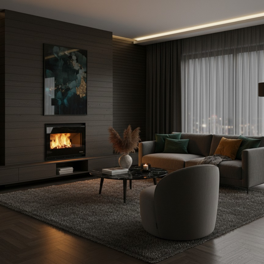 Caminetto a legna da inserimento convezione naturale focolare thermofix base in ghisa *** misure gtm80, confezione 1