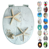 Sedile copri wc universale frizionato fantasia mdf chiusura rallentata *** fantasia stelle marine, confezione 1