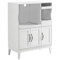 Credenza Cucina Salvaspazio con 2 Armadietti e 2 Ripiani Estraibili in Legno, 84x39x109 cm, Bianco