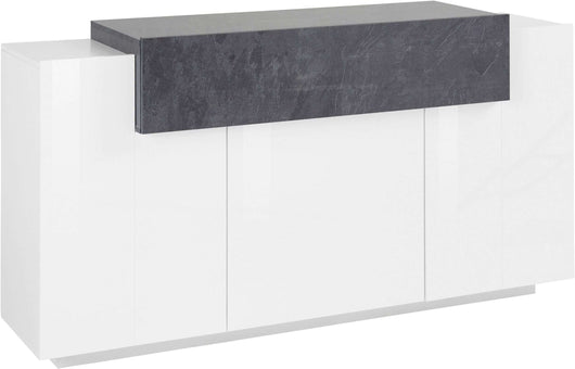 Mobile Coro L 160 x H 85.5 x P 45 cm colore bianco lucido e grigio ardesia