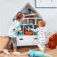 Libreria Scaffale Portagiochi per Cameretta Bimbi e Ragazzi con Mensole a Cubi Bianca, Due Colori Cambiati, Azzurra e Rosa 82x30x126cm