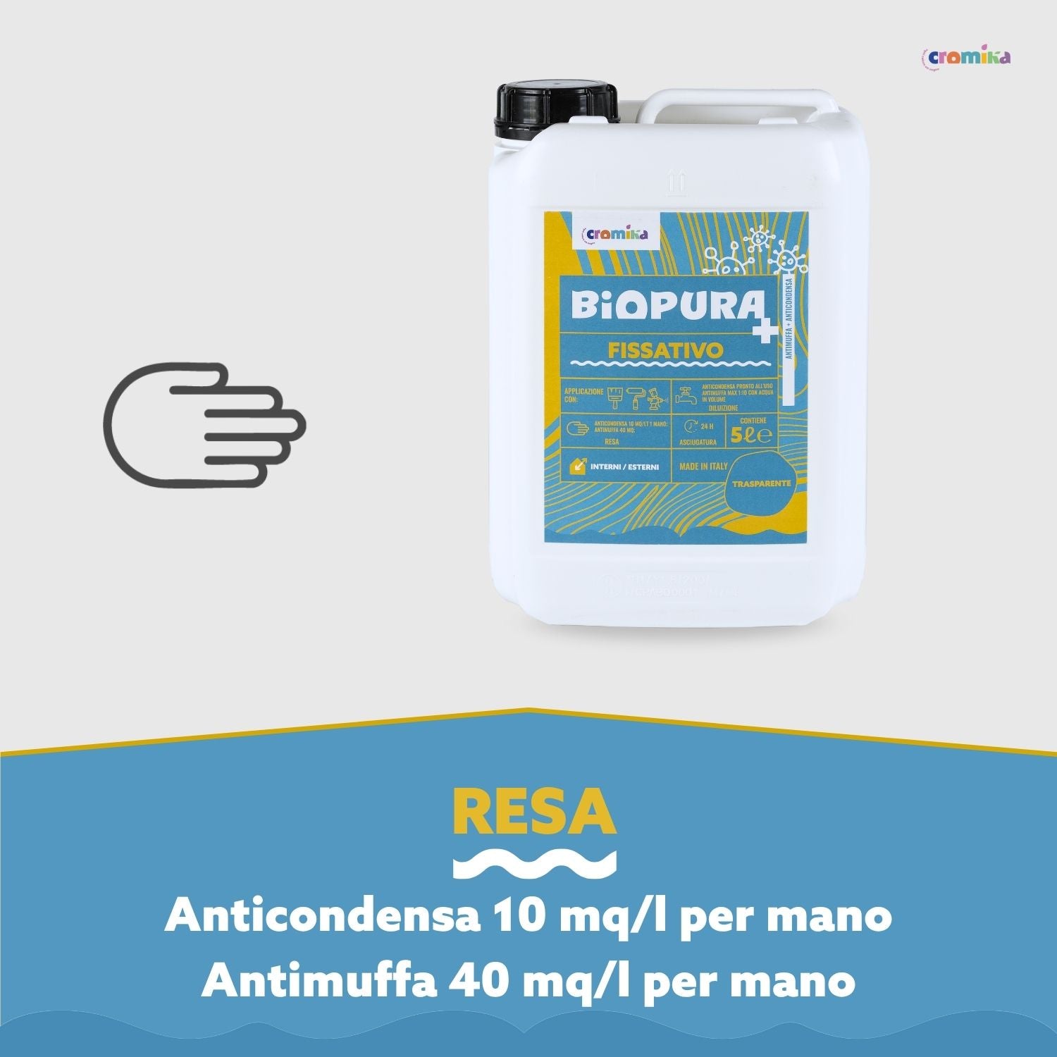 Fissativo antimuffa anticondensa alta concentrazione linea biopura cromika *** formato 5 lt, confezione 1