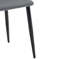 Set di 2 Sedie Moderne in Velluto con Diamantato Schienale e Struttura in Metallo, Gambe Regolabili, 47x44x84 cm, Grigio