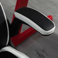 Poltrona da Gaming da Ufficio Ergonomica, Altezza Regolabile, Base Fissa, Braccioli Pieghevoli Nero e Bianco