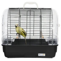 Gabbia per Uccelli in Acciaio con Posatoi, Vassoio Rimovibile e Maniglia, 42x32x37 cm, Nero