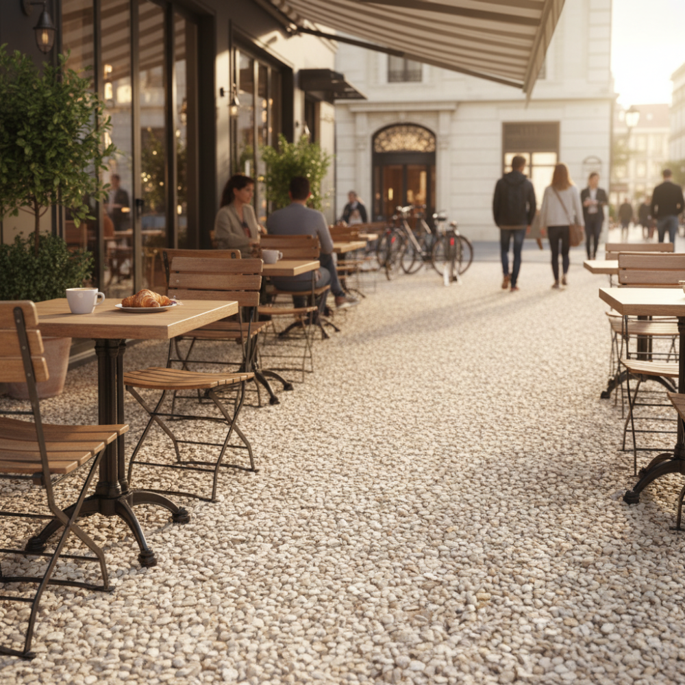 Pavimento drenante fai da te ciottoli in marmo e resina botticino 15,750 kg