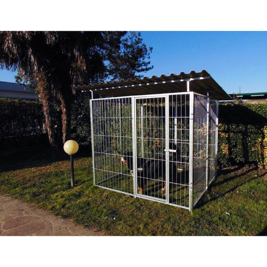 Recinto per cani box modulare metri 2 x 2 con copertura e viteria compresa