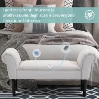 Panca Fondo Letto con Braccioli Arrotolati, Panca Imbottita per Camera da Letto, Grigio, 102x36x51cm