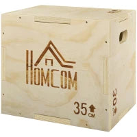 Box Pliometrico per Allenamento, 40,5/35,5/30,5 cm, Legno Naturale