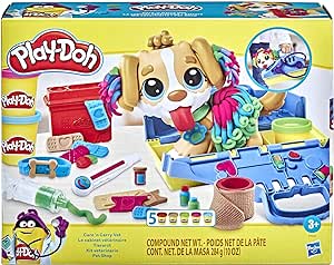 Play-Doh - Set da Veterinario, playset con Cane Giocattolo, trasportino, 10 Strumenti, 5 Colori