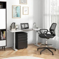 HOMCOM Mobiletto per ufficio con ruote, 3 cassetti bloccabili, 39 x 48 x 60 cm nero
