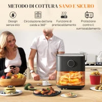 Friggitrice ad Aria da 8L, Air Fryer 1700W con 8 Programmi e Circolazione Aria Calda a 360°, Display LED, Nero