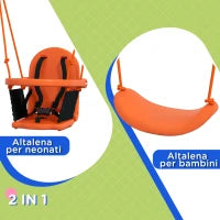 Altalena da Giardino 2 in 1 per Neonati e Bambini da 6 Mesi a 8 Anni, Arancione e Blu