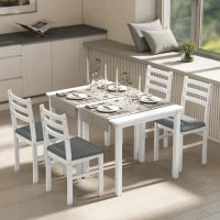 Set da tavolo da pranzo a 3 pezzi con 2 sedie, Tavolo da cucina per spazi compatti, Sedie imbottite, Salvaspazio, MDF, Bianco