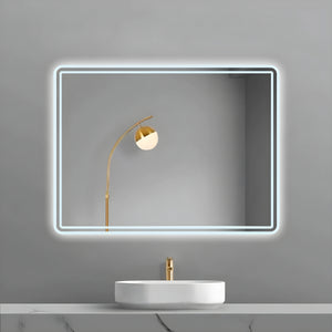 Specchio 5mm rettangolare smussato doppia cornice led interruttoretouch *** misure 80x60 cm, tonalità dimmerabile 27...