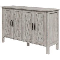 Mobiletto Multiuso stile Rustico con 4 Ripiani Portaoggetti Regolabili, in Legno, 120x37x75 cm, Grigio
