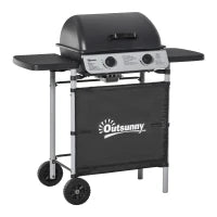 Barbecue a Gas con Coperchio, Bruciatori da 5.6kW, BBQ e Ruote, 104x49x99cm