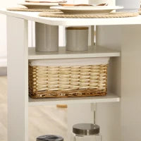 Tavolo da Cucina a Ribalta con 2 Cassetti e Armadietto ad Ante, in Truciolato, 120x80x75 cm, Bianco