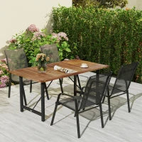 Tavolo da Giardino 160x90 cm in Legno di Acacia e Acciaio con Piano a Doghe, Teak