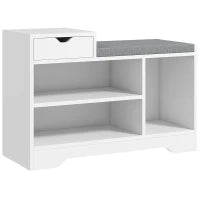 Mobile Scarpiera con 1 Cassetto e 3 Scomparti, Capacità 5 Paia, 76,5L x 30P x 52H cm, Bianco