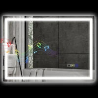 Specchio Bagno Antiappannante con Luce LED Regolabile, Speaker Bluetooth, Pulsanti Touch, 50x70 cm