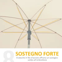 Ombrellone da Esterno 2x2.3 m Portatile con Tettuccio Inclinabile, in Metallo e Poliestere, Crema