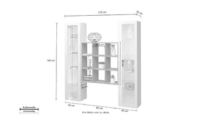 Parete attrezzata sospesa libreria in legno 2 vetrine bianche Vila WH