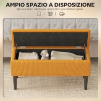Panca Fondoletto in Poliestere e Legno per Camera da Letto e Ingresso, 95x38x45 cm, Arancione