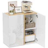 Credenza Buffet, mobile da archiviazione con 2 porte a chiusura ammortizzata e ripiano regolabile, 80x40x80cm, bianco