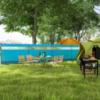 Paravento da Spiaggia Pieghevole Frangivista in Poliestere con Barre in Acciaio, 725x140 cm, Azzurro