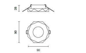 FARETTO DA INCASSO DC10 IP20 GU10 VETRO TRASPARENTE 9x9CM