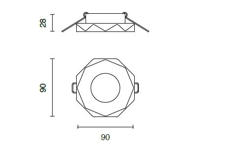 FARETTO DA INCASSO DC10 IP20 GU10 VETRO TRASPARENTE 9x9CM
