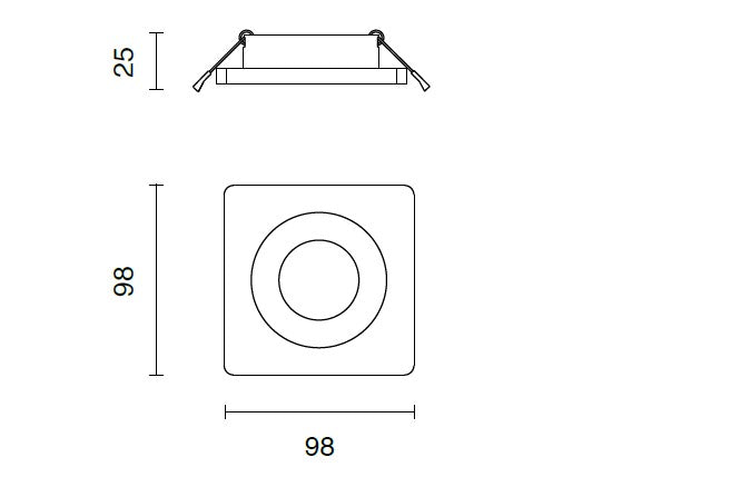 FARETTO DA INCASSO PACHA GU10 QUADRATO CUT OUT L.9,8CM NERO IP20