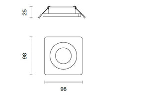 FARETTO DA INCASSO PACHA GU10 QUADRATO CUT OUT L.9,8CM NERO IP20