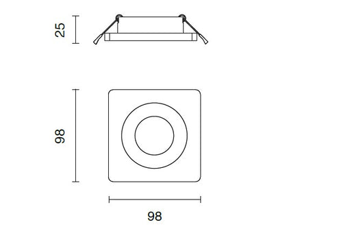 FARETTO DA INCASSO PACHA GU10 QUADRATO CUT OUT L.9,8CM NERO IP20